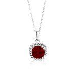 Vintage 925 Sterling Silver Rope Necklace with Garnet