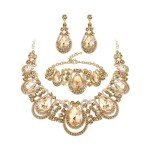 BriLove Women's Champagne Gold Crystal Jewelry Set
