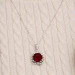 Vintage 925 Sterling Silver Rope Necklace with Garnet