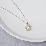 Platinum Plated Sterling Silver Asscher Cut Pendant Necklace