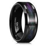 Men's 8mm Black Tungsten Wedding Band with Sand Inlay