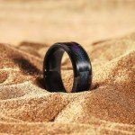 Men's 8mm Black Tungsten Wedding Band with Sand Inlay