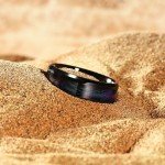 Men's 8mm Black Tungsten Wedding Band with Sand Inlay