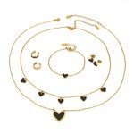 DALILI 5-Piece Trendy Heart Jewelry Set – Black
