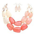 Coral Ombre Resin Statement Necklace and Earring Set