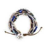 Indigo Blue Beaded Prayer Charm Bracelet
