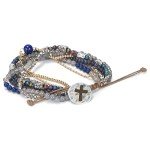 Indigo Blue Beaded Prayer Charm Bracelet