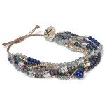Indigo Blue Beaded Prayer Charm Bracelet