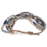 Indigo Blue Beaded Prayer Charm Bracelet