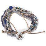 Indigo Blue Beaded Prayer Charm Bracelet