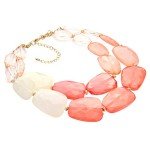 Coral Ombre Resin Statement Necklace and Earring Set