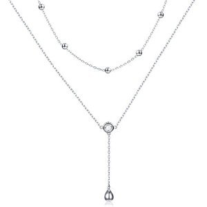 Elegant Layered Teardrop Sterling Silver Necklace