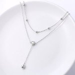 Elegant Layered Teardrop Sterling Silver Necklace