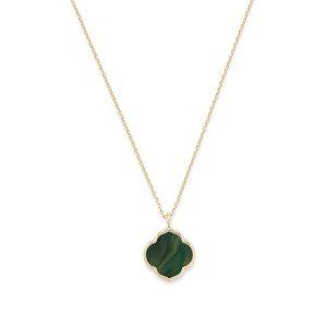 Boston Pendant Necklace with Green Jasper & Gold Plating