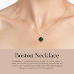 Boston Pendant Necklace with Green Jasper & Gold Plating