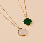 Boston Pendant Necklace with Green Jasper & Gold Plating