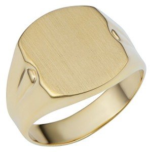 14k Yellow Gold Cushion Signet Ring, Size 7