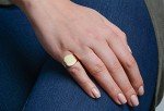 14k Yellow Gold Cushion Signet Ring, Size 7