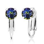 Sterling Silver 6MM Round Gemstone Clip-On Earrings
