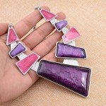 Chunky Geometric Necklace and Earrings Set (Pink/Purple)