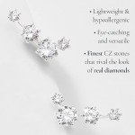 Rhodium Plated Climber Earrings for Women