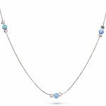 Blue Opal Beads Choker Necklace in Sterling Silver