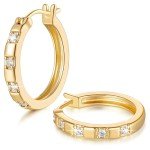 14K Gold Small Hoop Earrings with Zirconia