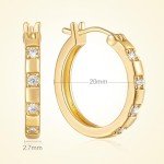 14K Gold Small Hoop Earrings with Zirconia