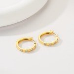14K Gold Small Hoop Earrings with Zirconia