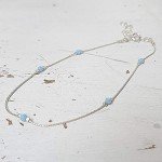 Blue Opal Beads Choker Necklace in Sterling Silver