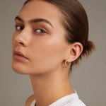 14K Gold Small Hoop Earrings with Zirconia