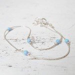 Blue Opal Beads Choker Necklace in Sterling Silver