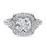 Stylish Sterling Silver Halo Cushion Cut Ring