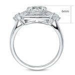 Stylish Sterling Silver Halo Cushion Cut Ring