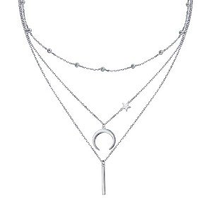 Layered 925 Sterling Silver Star & Crescent Necklace