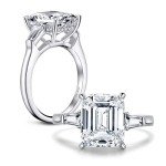 Emerald Cut CZ Engagement Ring in Sterling Silver