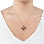 Sterling Silver Multicolor Flower Heart Pendant Necklace
