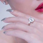 Emerald Cut CZ Engagement Ring in Sterling Silver