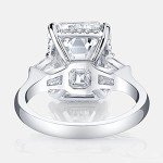 Emerald Cut CZ Engagement Ring in Sterling Silver