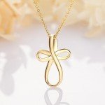 Gold Cross Necklace with Twisted Chain for Women
