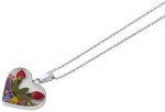 Sterling Silver Multicolor Flower Heart Pendant Necklace