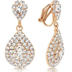 Gold Rhinestone Clip-On Earrings for Women