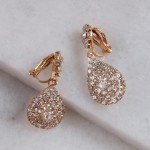 Gold Rhinestone Clip-On Earrings for Women