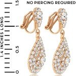 Gold Rhinestone Clip-On Earrings for Women