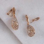Gold Rhinestone Clip-On Earrings for Women