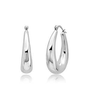 Chunky Oval Hoop Earrings in 925 Sterling Silver