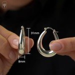 Chunky Oval Hoop Earrings in 925 Sterling Silver