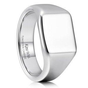 Men's Gunmetal Tungsten Signet Ring - Size 10