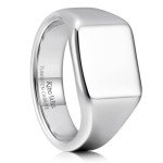 Men's Gunmetal Tungsten Signet Ring - Size 10