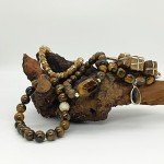 Boho Beaded Bracelets Set with Tiger Eye Stones